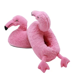 Winter cute cartoon warm love flamingo children plush slippers women wholesale