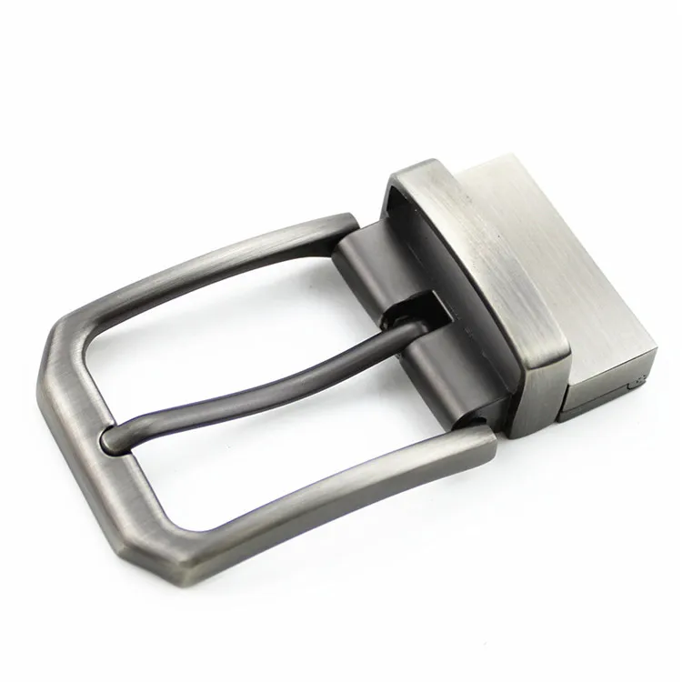 Wholesale Casual Gunmetal Brushed Dress Genuine Leather Belt Rectangle Double Sided 35mm Reversible Pin Buckle For Men