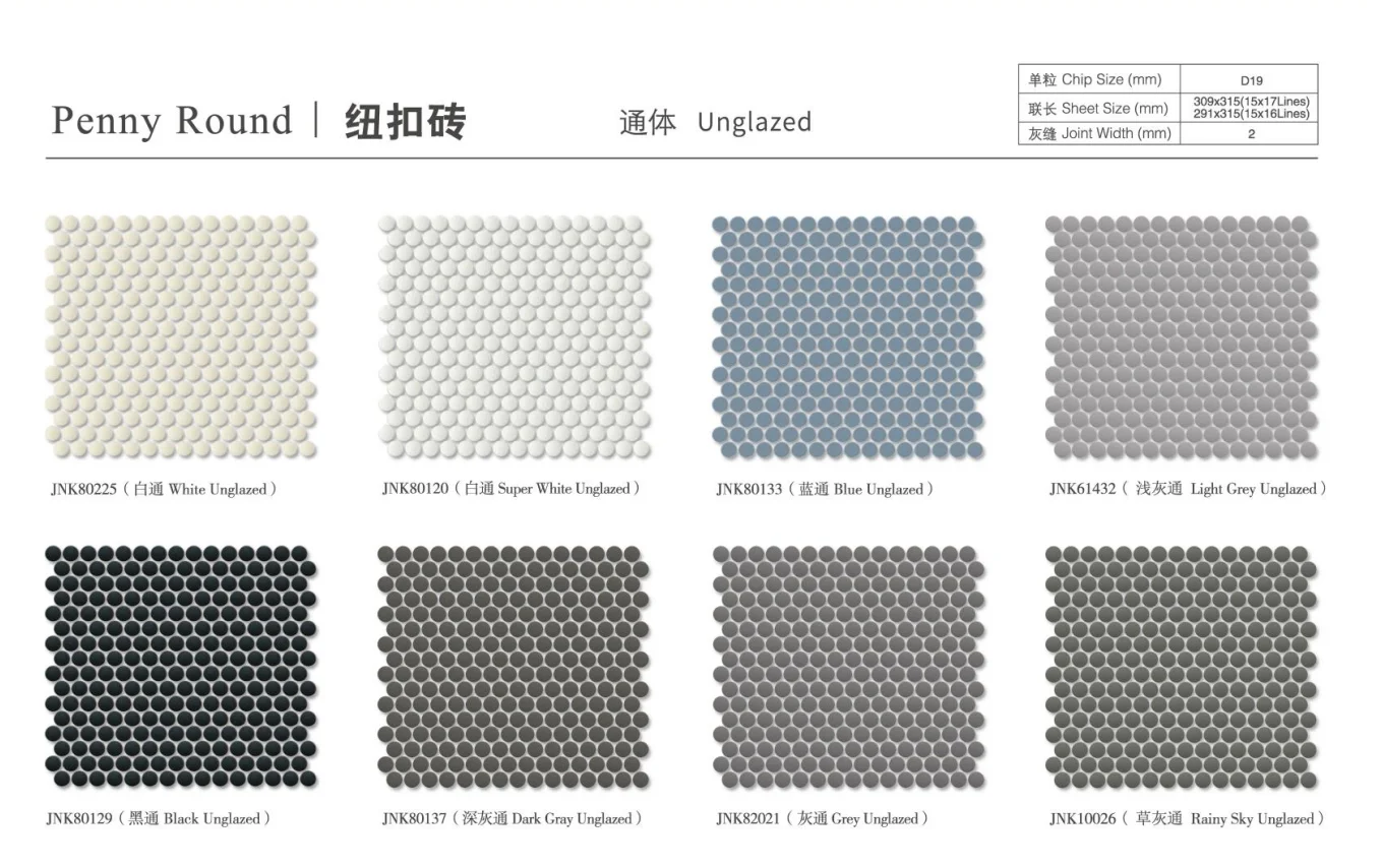 high quality penny round mosaic for hotel super white glossy glazed porcelain mosaic wall tile