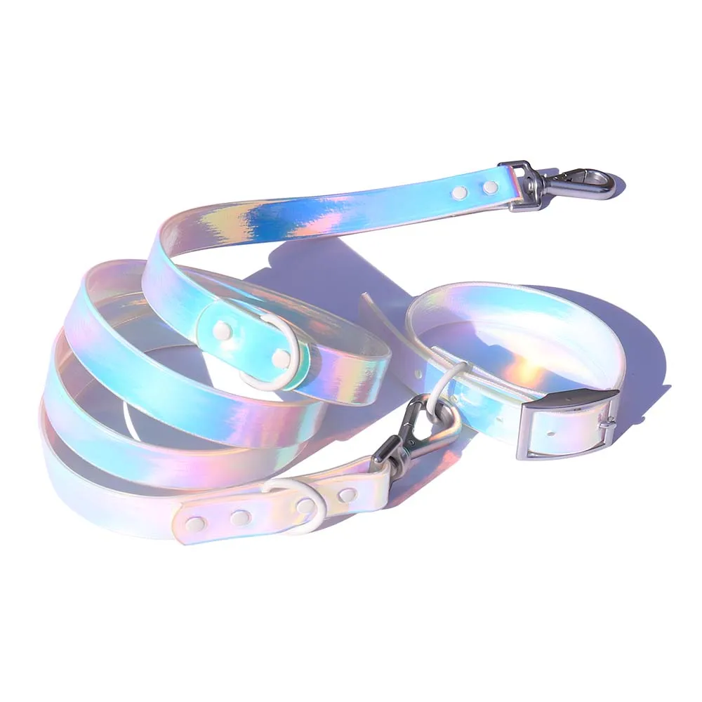 Colorful Rainbow Traction Rope for Dogs, Hand Free Transparent Luminous Colorful Pet Dog Collar Belt