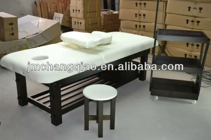 Modern Design Solid Wood Beauty Bed with Storage Drawers Simple Massage Facial Bed for Hotel or Basement Use