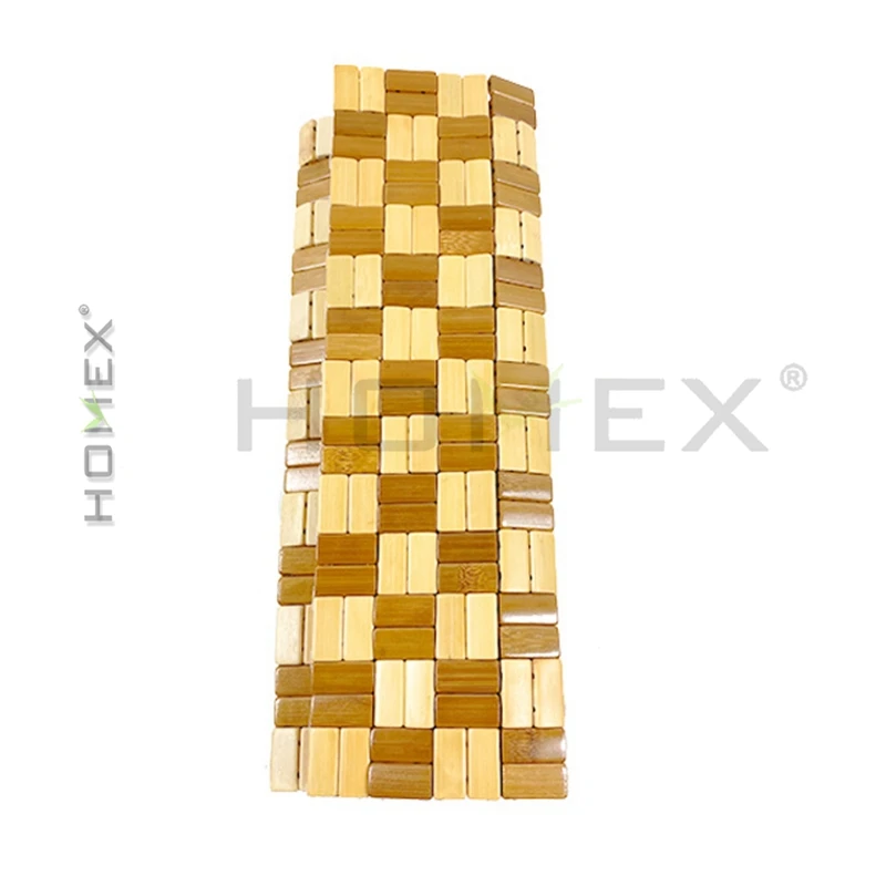 Square Natural Bamboo Bathroom Rug, Non Slip and Foldable Bamboo Floor Mat