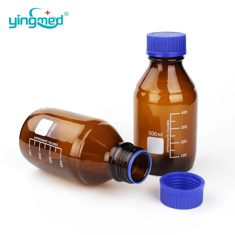 chemical laboratory 1000ml reagent bottles brown Media Glass borosilicate glass blue screw reagent bottles