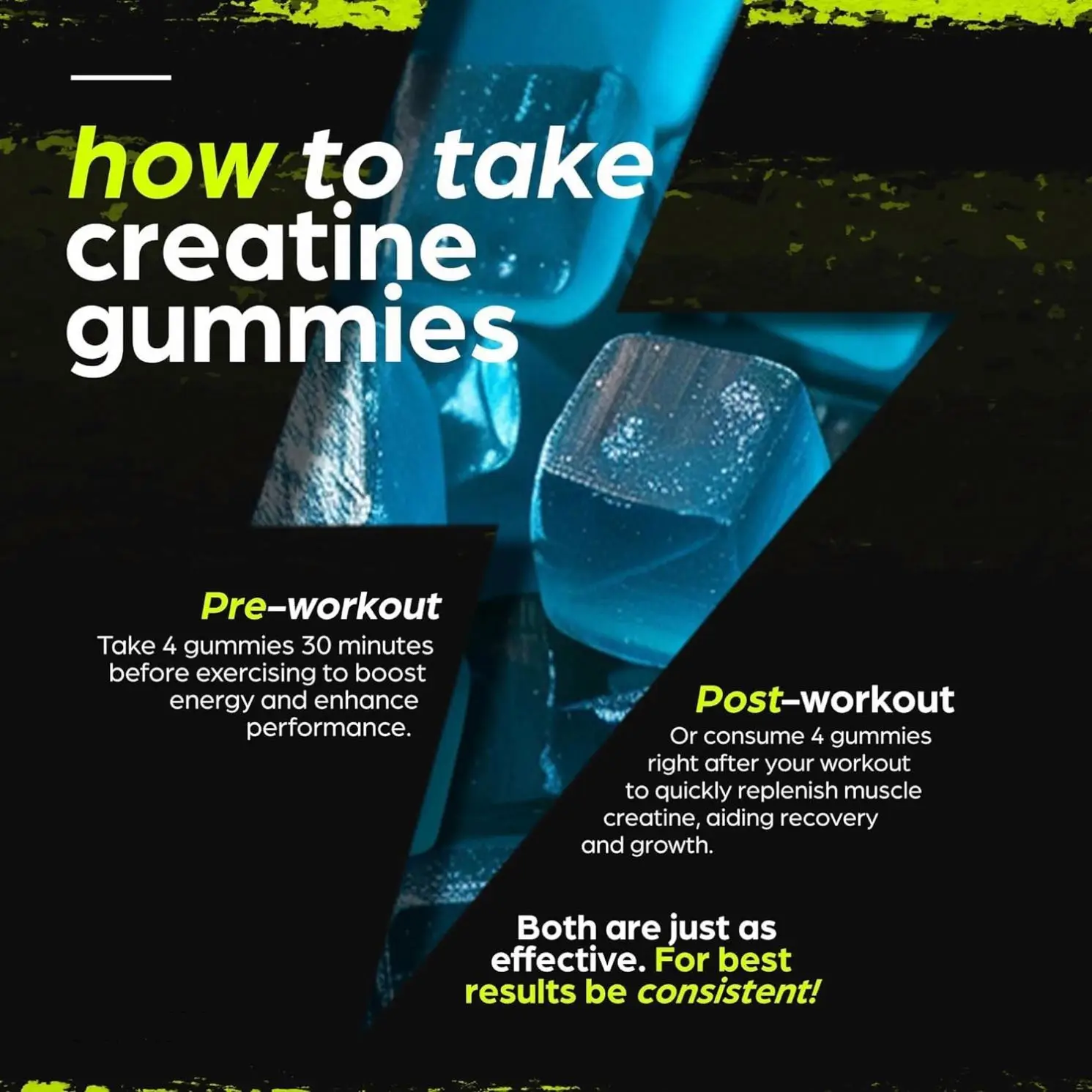 Creatine Monohydrate Gummies 6 Gram creatine for Men Women 120 Count ugar-Free Pre Workout Chews For Building Muscle