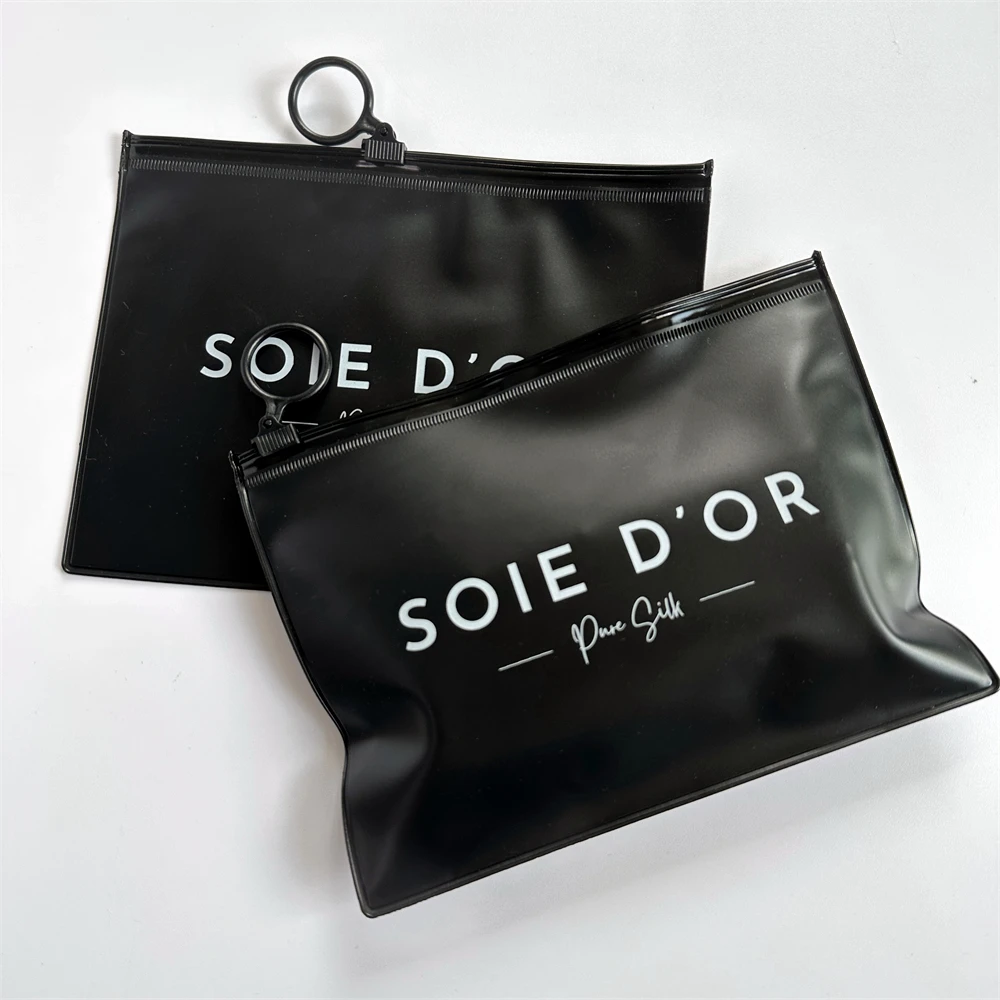 Factory price customization black poly PVC ziplock bag small reusable pouch plastic zip packaging bag with logo