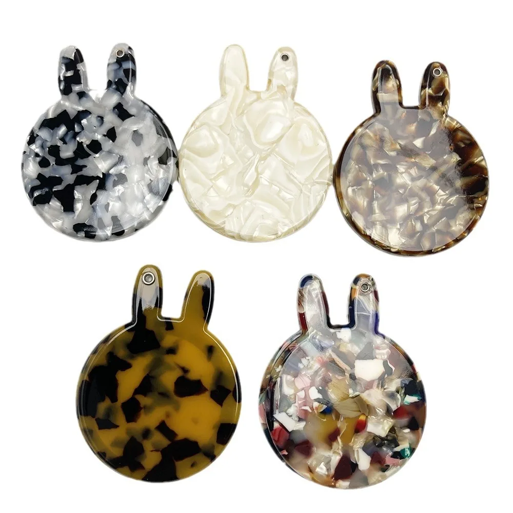 Wholesale Factory Travel High Quality Compact Custom Logo Vintage Acetate Flip Mini Rabbit Makeup Cover Mirror For Women