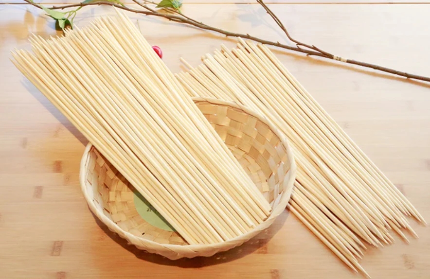 Barbecue Bamboo Stick Disposable Bamboo skewer 15-50cm Sticks Long Skewer Wood Bamboo Bbq Sticks
