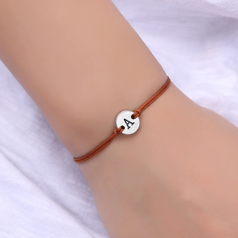 Promotional Gift Custom Make a Wish Jewelry Antique Silver 26 Alphabet English Letters Initial Charm Men Bracelets for Women