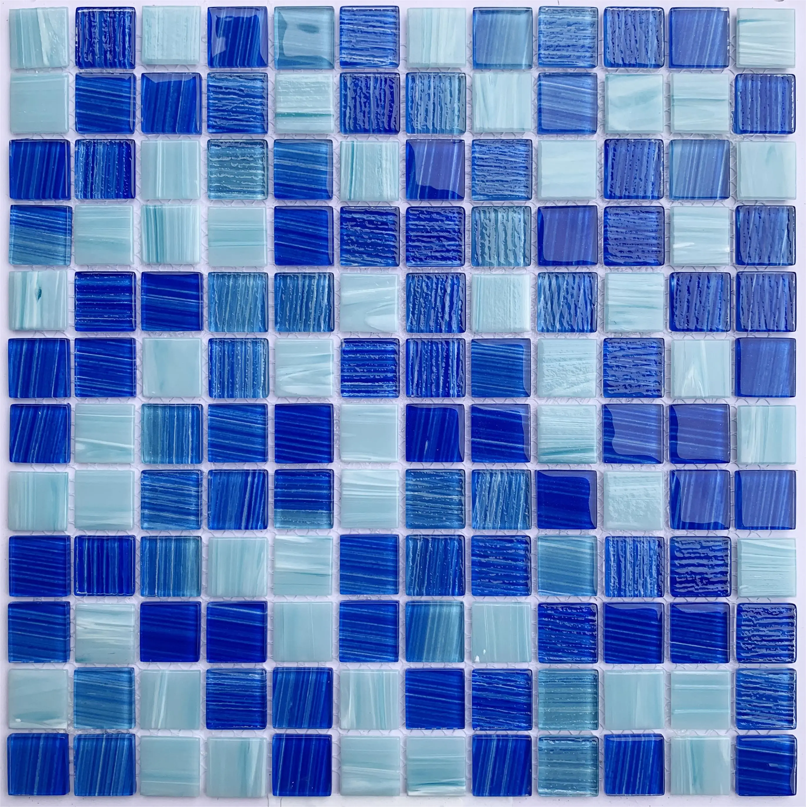 cobalt blue hot melt swimming pool tiles glass mosaic for villa