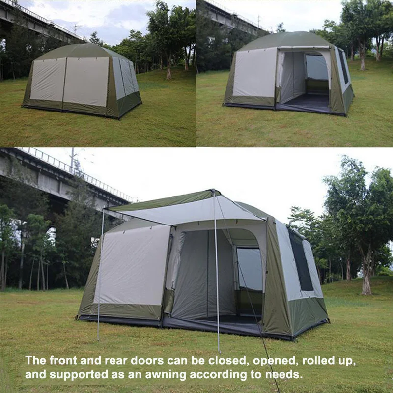 8-12 Persons Large Family Camping Tent  Double Layers Two Bedooms Outdoor Waterproof Portable Luxury Camping Tents