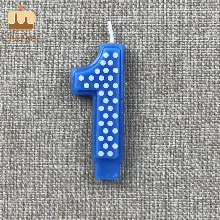Polka Dot Blue Number Candle 0-9 In The World
