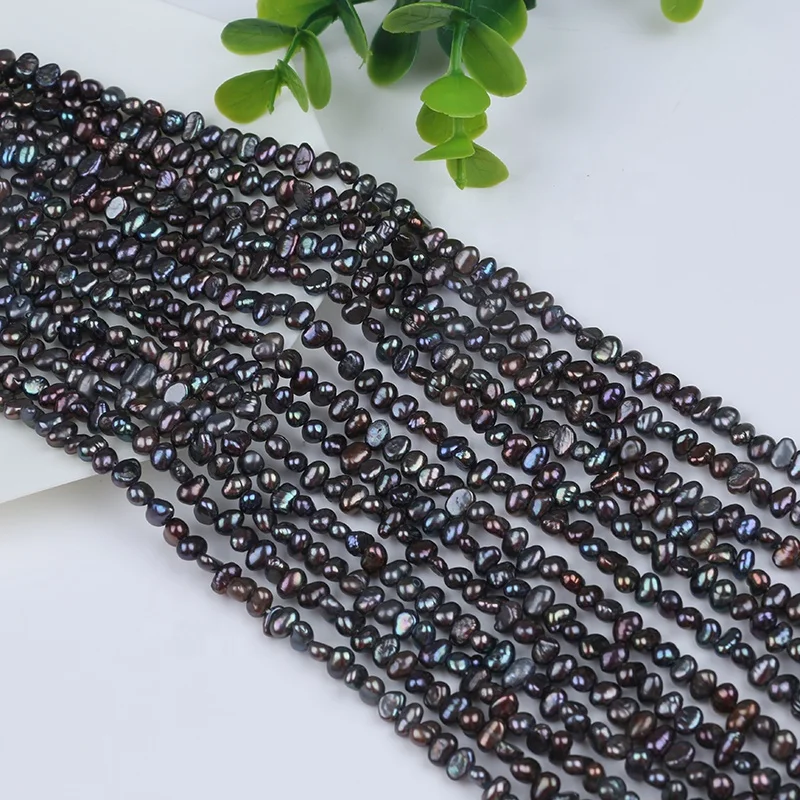4-5mm black Baroque Pearl Strand Natural Freshwater Pearl Beads With Straight Hole For Jewelry Making
