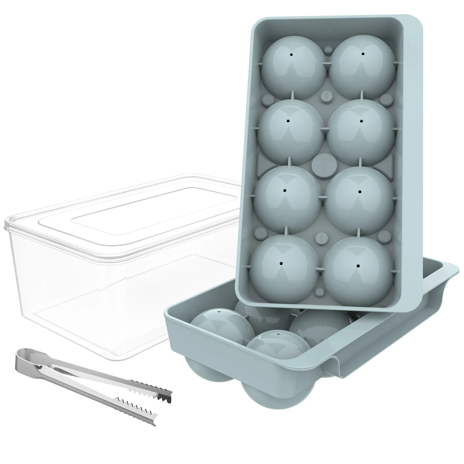 Best-selling Food Safety Grade 3D Round Balls Ice Molds with Lid Easy Release Ice Tray