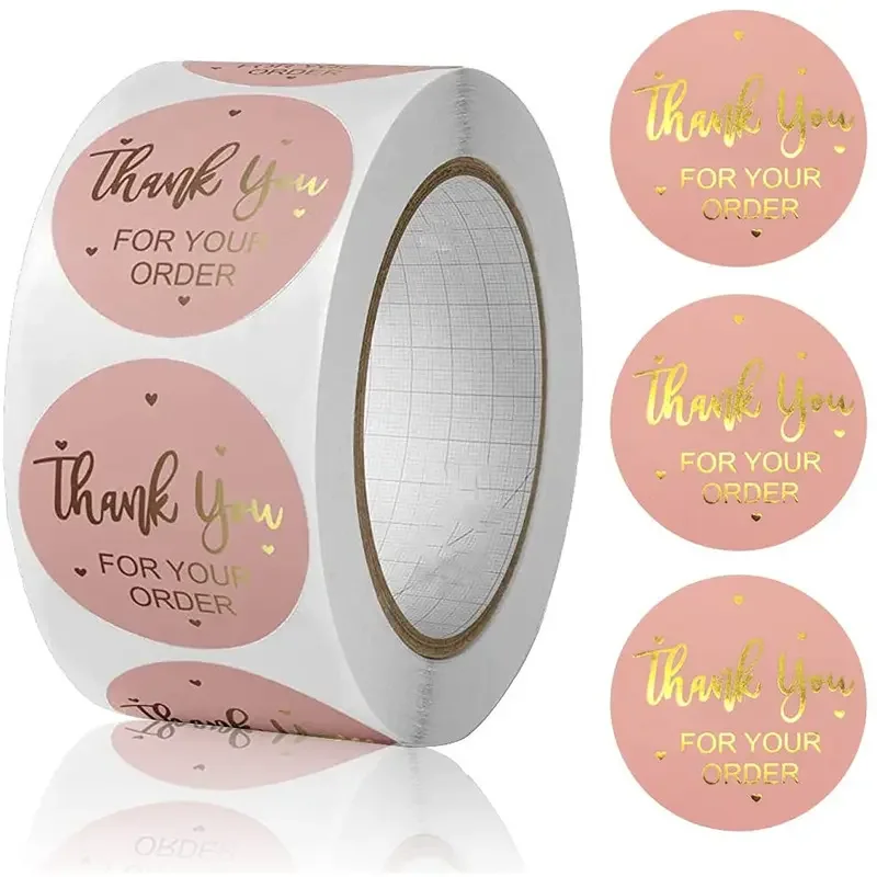 Custom Wholesale Thank You Self-Adhesive Stickers Synthetic Paper Label Stickers For Packaging