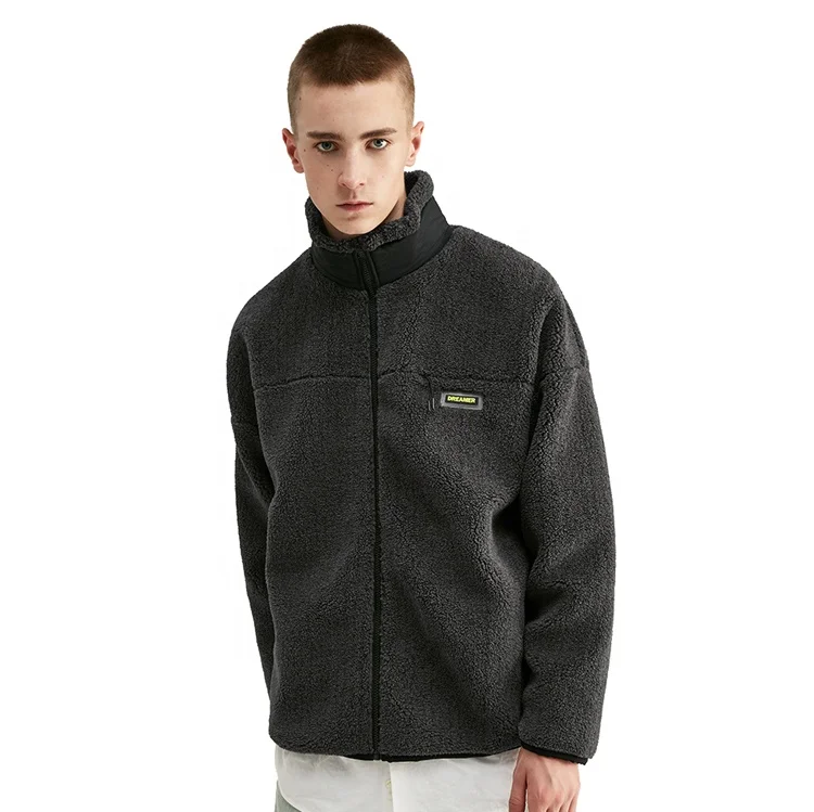 Heavy weight thermal mock neck women winter resin zipped jackets 2021 men custom sherpa jacket with pocket