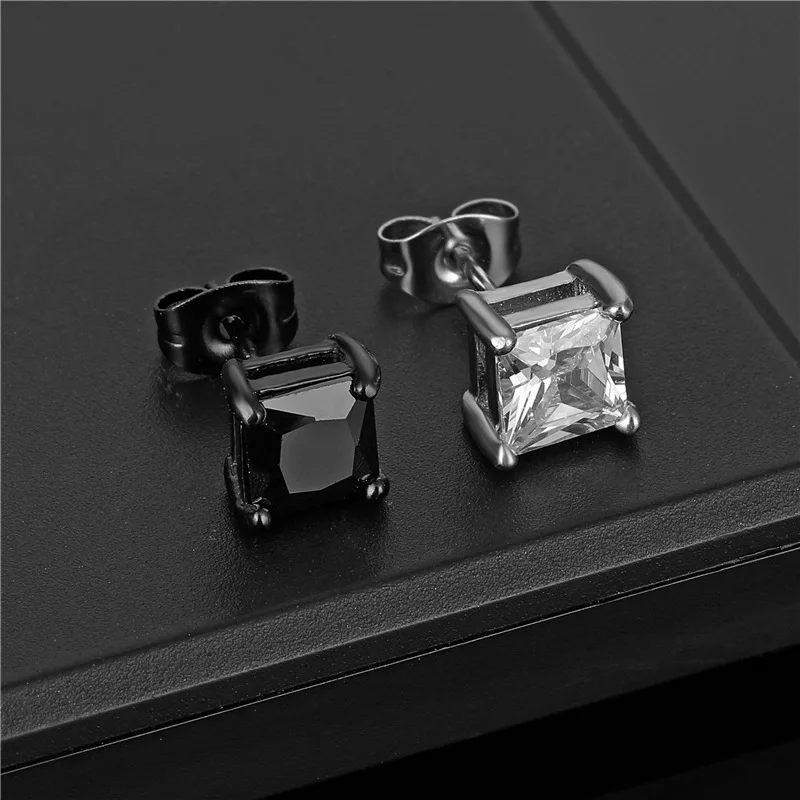 Titanium steel cast zircon earrings stainless steel earrings crystal screw ear crystal studs for men women