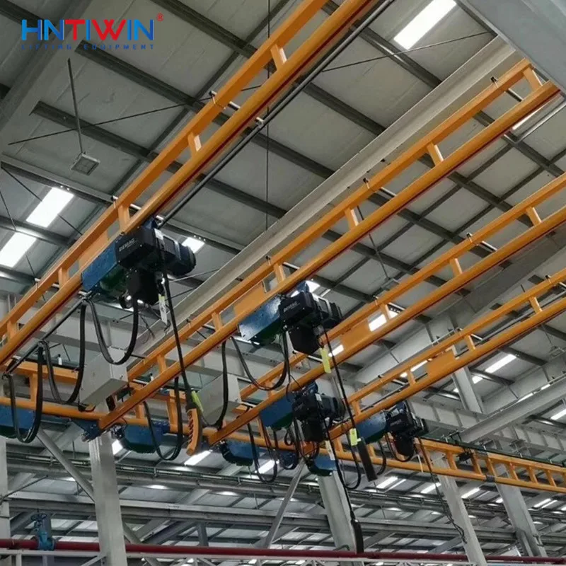 CE approved Workshop Flexible Track Rail Electric Trolley light System Combined Crane