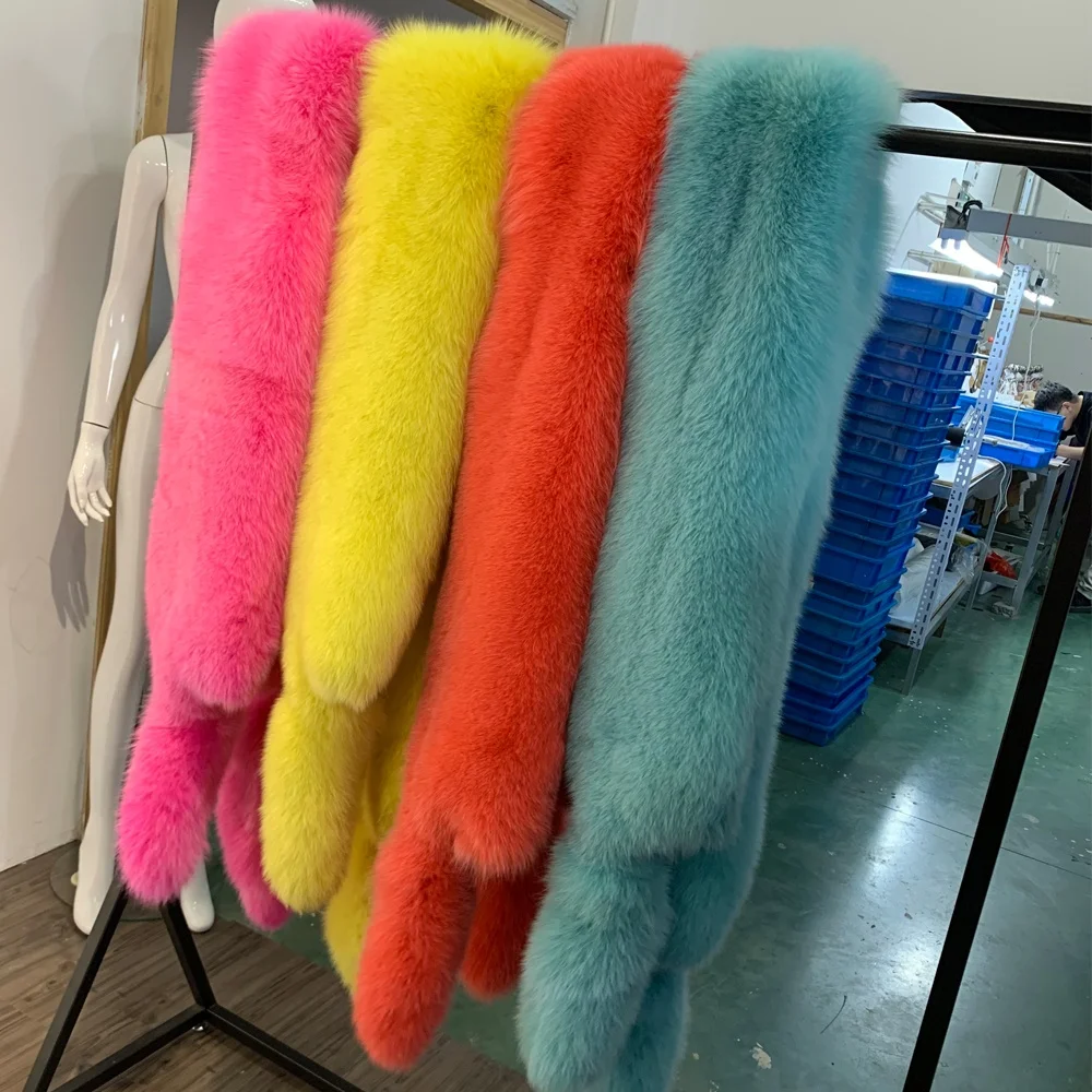 Шарф из натурального меха 2023 зима осень теплая шаль Лисьего для женщин длинный шарф лисьего