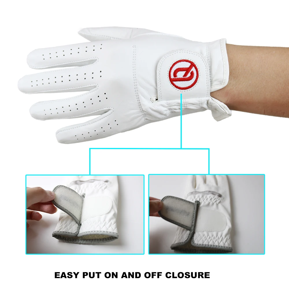 Custom Logo Best Soft 100% AAA Cabretta Leather Waterproof Left Handed Golf Glove Personalised Golf Gloves For Men Women