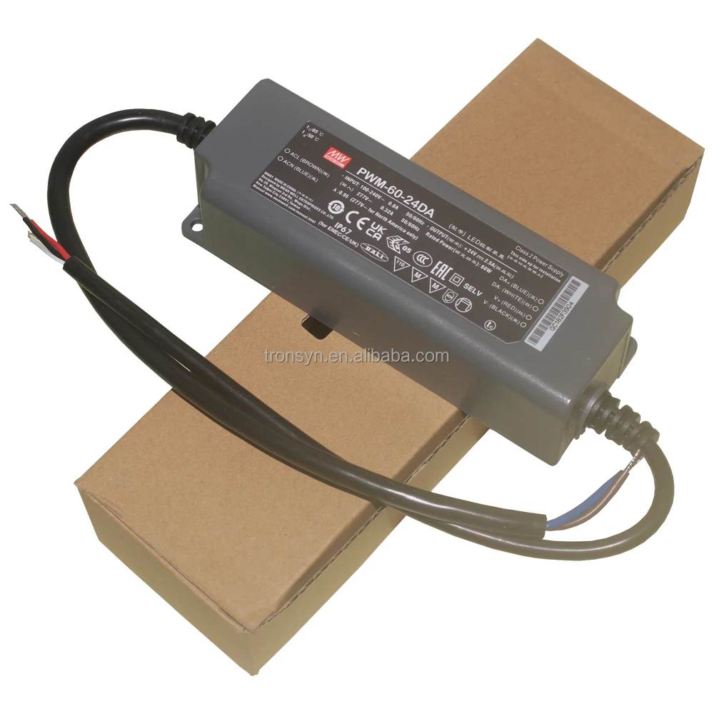 Meanwell Authorized PWM-60-24DA Constant Voltage LED Driver 24V 60W For LED Strip Lighting And Industrial Lighting