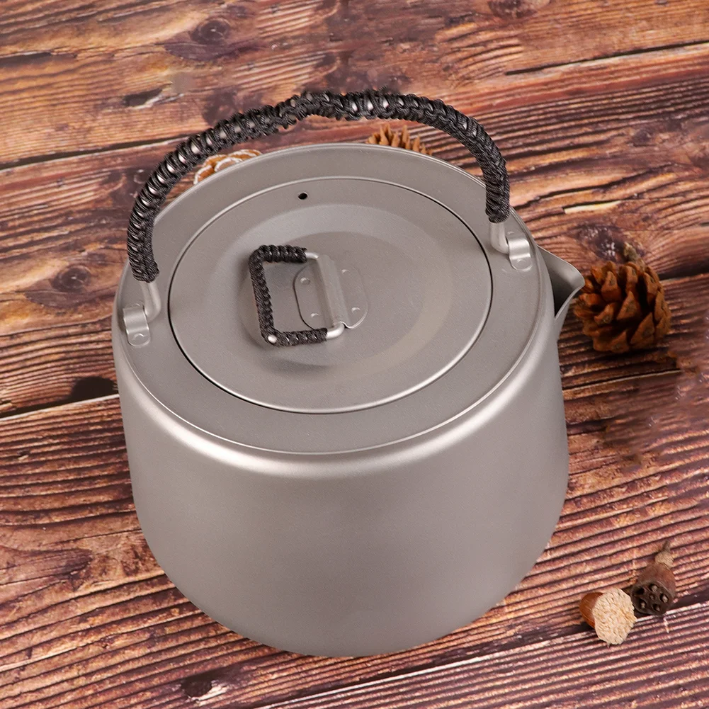 
1.4L/49fl oz camping titanium water kettle with filter with handle 