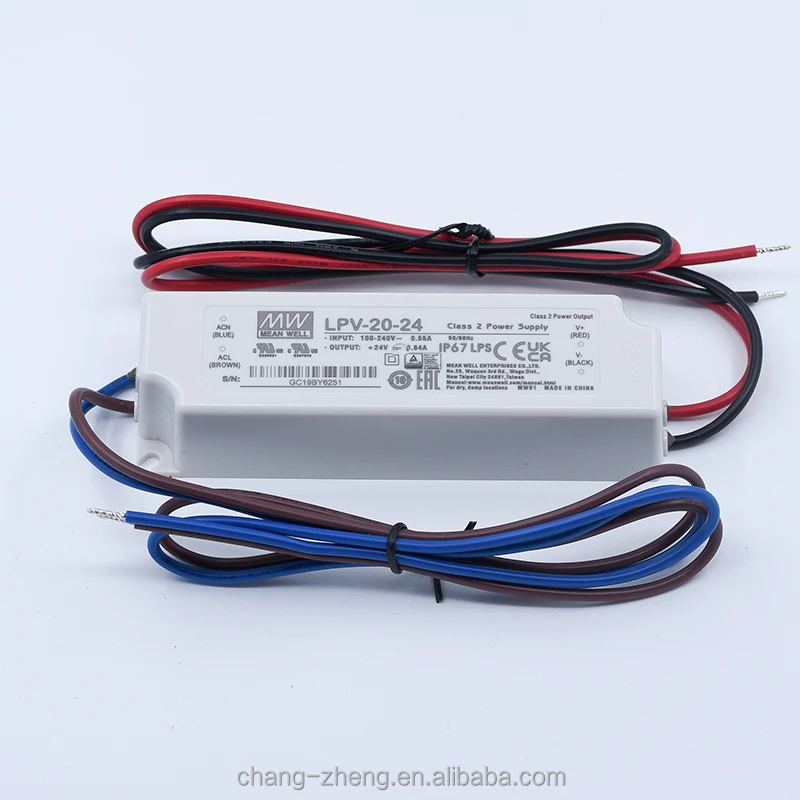 MeanWell LPV-20-24 24 В 0.84A 20 Вт 5В 12В светодиодный импульсный источник питания IP67 водонепроницаемый тонкий драйвер