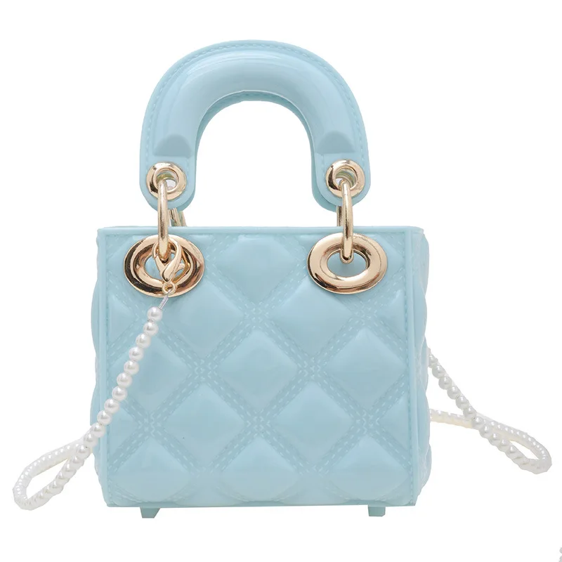 2024 Summer NewJelly Mini Diamond kids Bag PVC Pearl Bag Chain Single Shoulder Crossbody Bag For Women