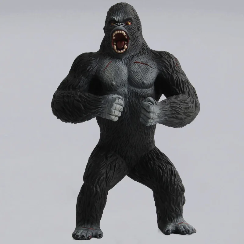 Однотонная Игрушечная модель Godzill vs King Kong с черным мехом животного gorilla