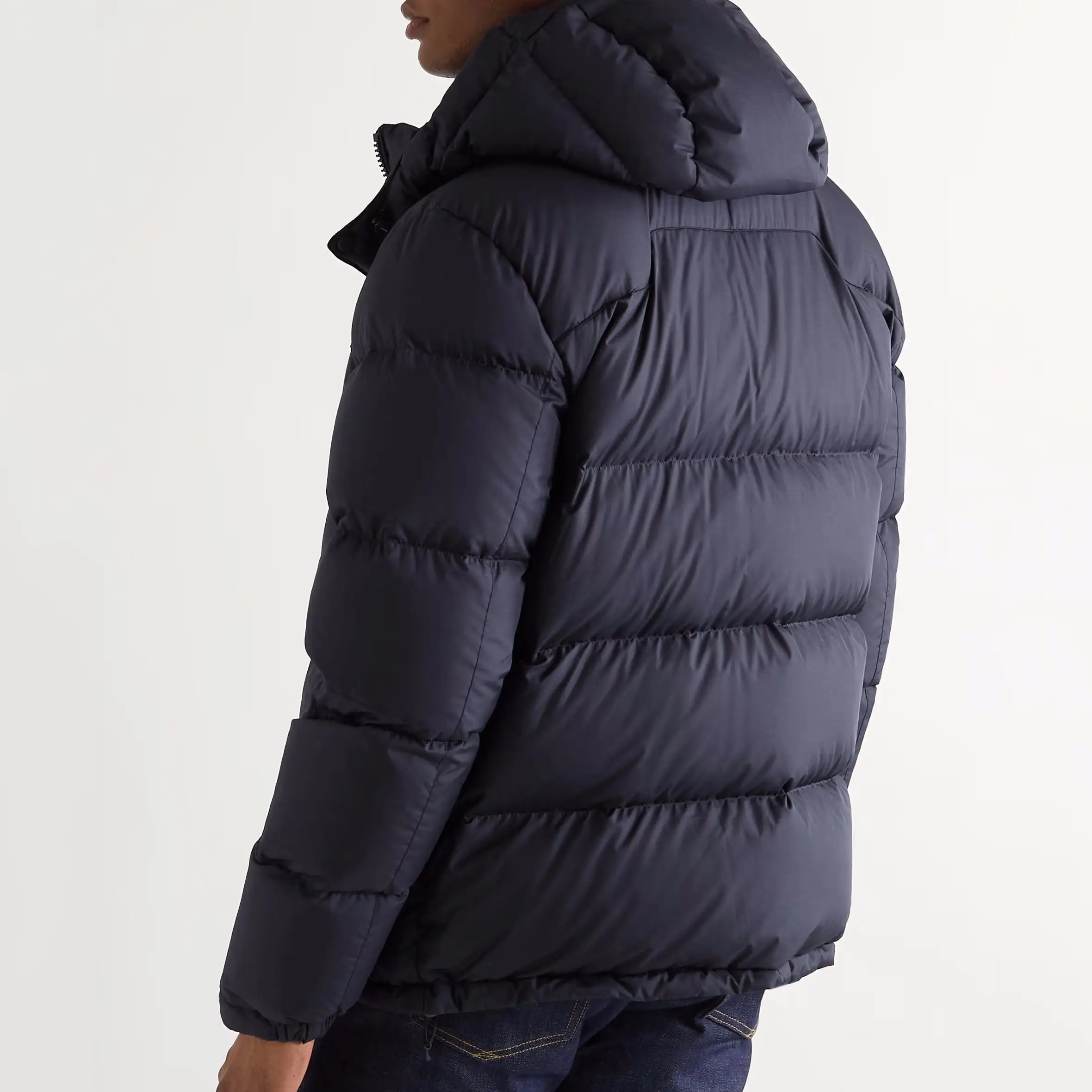 Custom Solid Color Quilted Down Jacket Recycled Hooded Down Jack Warm Padded Clothes Fashion Men Puffer Jacket
