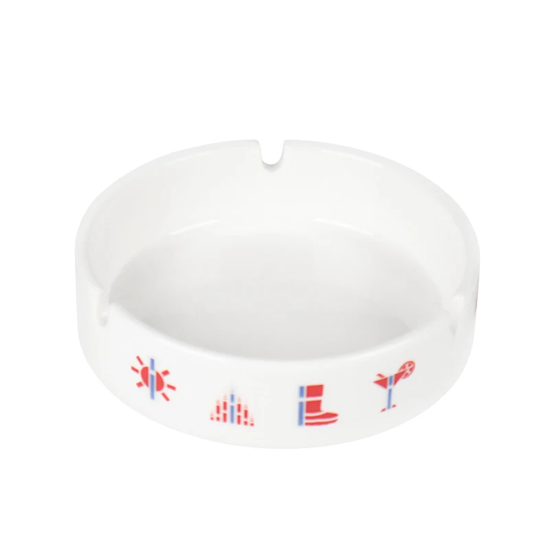 Custom Logo Printed Restaurant Bar Hotel Home Cigarette Cigar Ashtray Portable Small Ceramic Ashtray