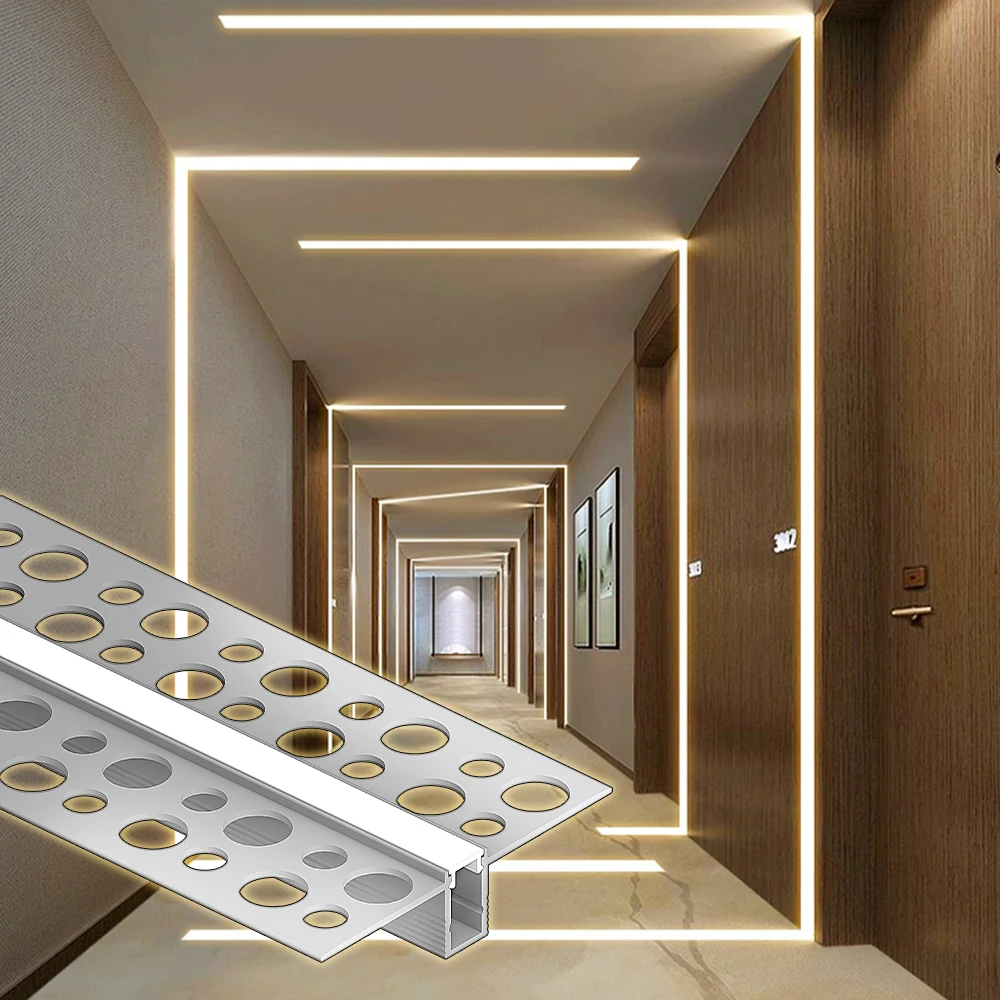 KC New Aluminum LED Channel for Drywall Plaster Led Strip Light Profiles Recessed Ceiling Led Profile