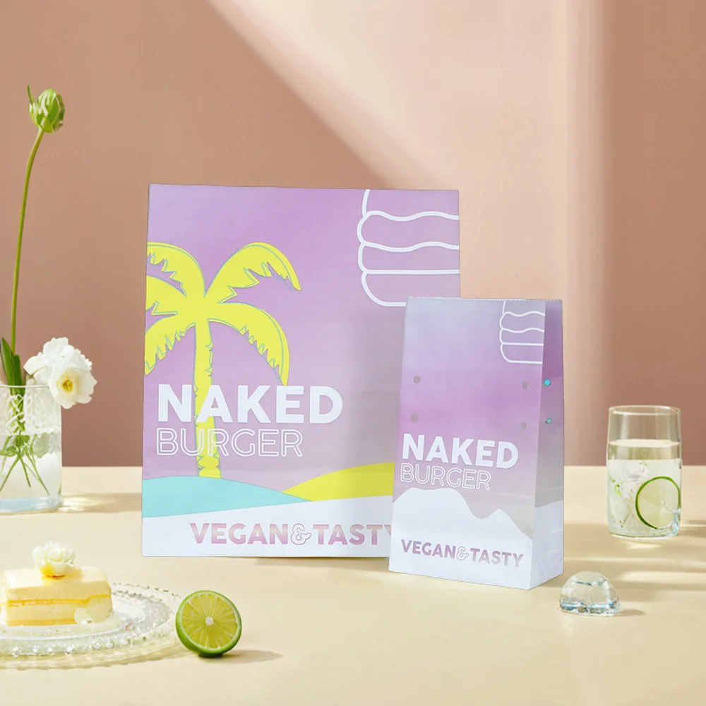 Reusable Stand-Up Pouch Made from Food Grade Kraft Paper Bag with Gravure Printing for Burger Food Packaging