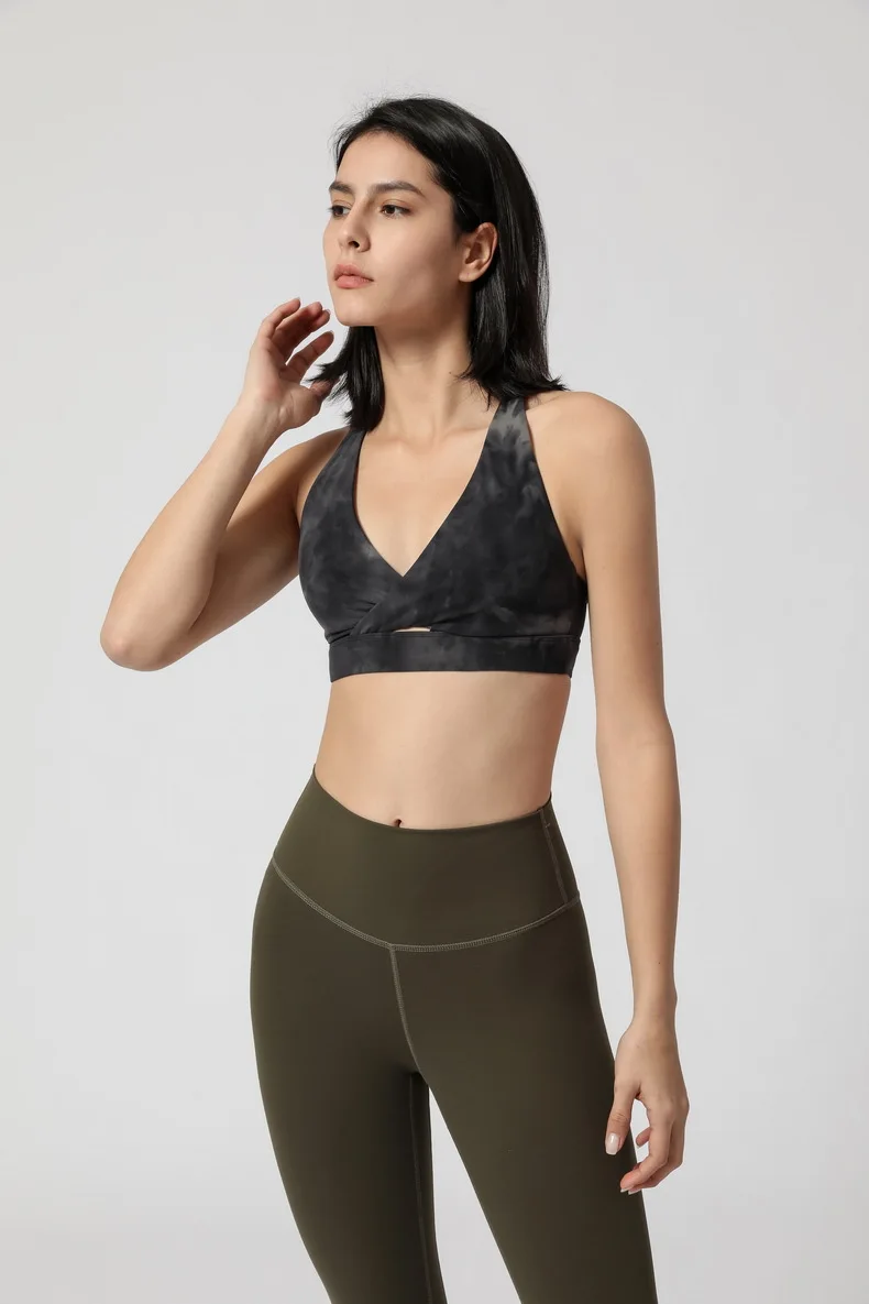 Nylon Spandex Cross Back Custom Digital Printing High Impact High Support Shirts Tops Workouts Women Sports Bra