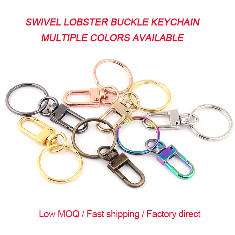 Custom Diy Zinc Alloy Stainless Steel Gold Silver Metal Key Ring Swivel Trigger Clips Clasps Hook Lobster Claw Clasp Keychain