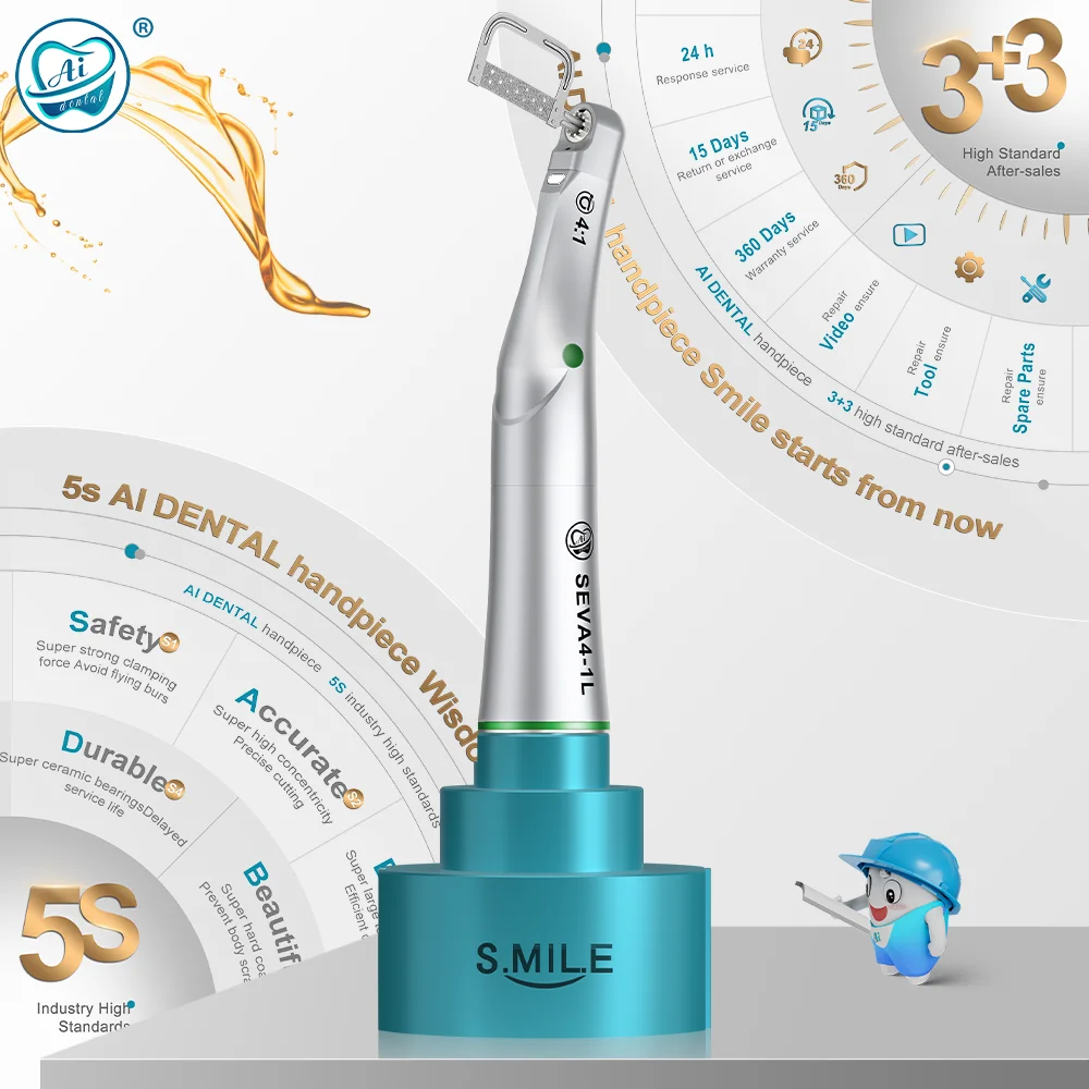 AI DENTAL Smile Series SEVA4-1L Optic Dental Orthodontic Contra Angle Handpiece 4:1 Low Speed Vertical Reciprocating Oral Tools
