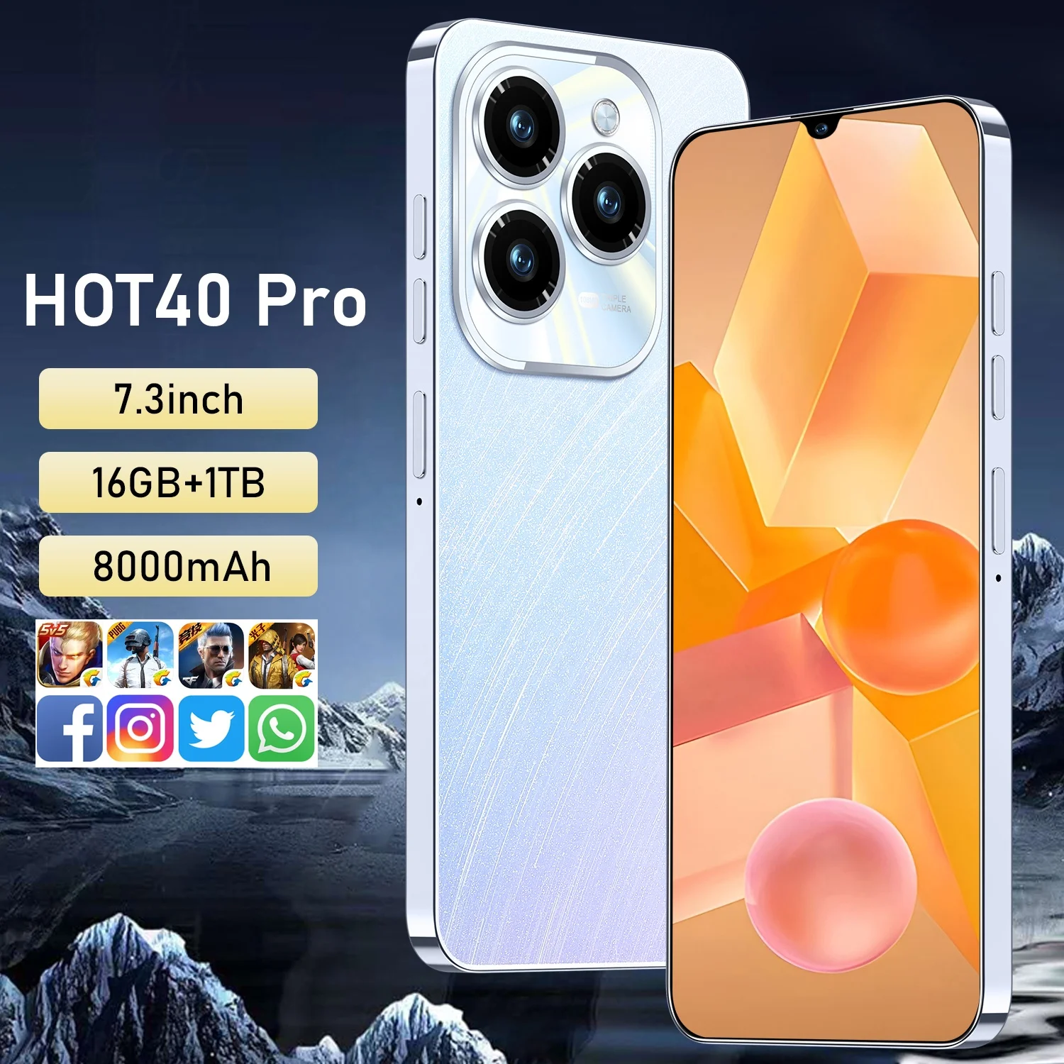 Promotion Spark 20 Pro 16g+1TB 5G Original cellphones 7.3Inch 7800mah Mobile Phone Dual Sim Card Beauty tecno spark 10 pro