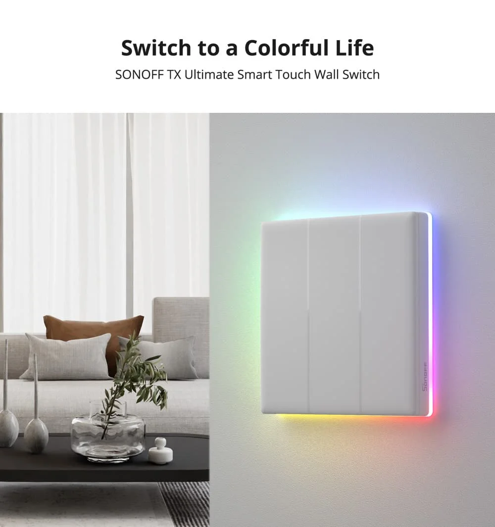 SONOFF TX Ultimate Smart WIFI Touch Wall Switch T5 series Full Touch Smart LED Light Muti Senssory Touch Alexa EU Wall Switch
