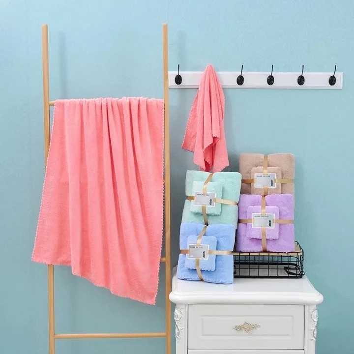 2022 Hotel Bathroom Adult 100% Polyester Towel Set High Quality Bath Towel Set Soft Wholesale