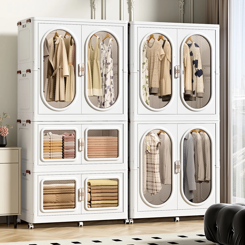 Wannuo Fashion 1-3 Layers Foldable Wardrobe Kids Plastic Wardrobe Plastic Portable Wardrobes With Universal Wheels