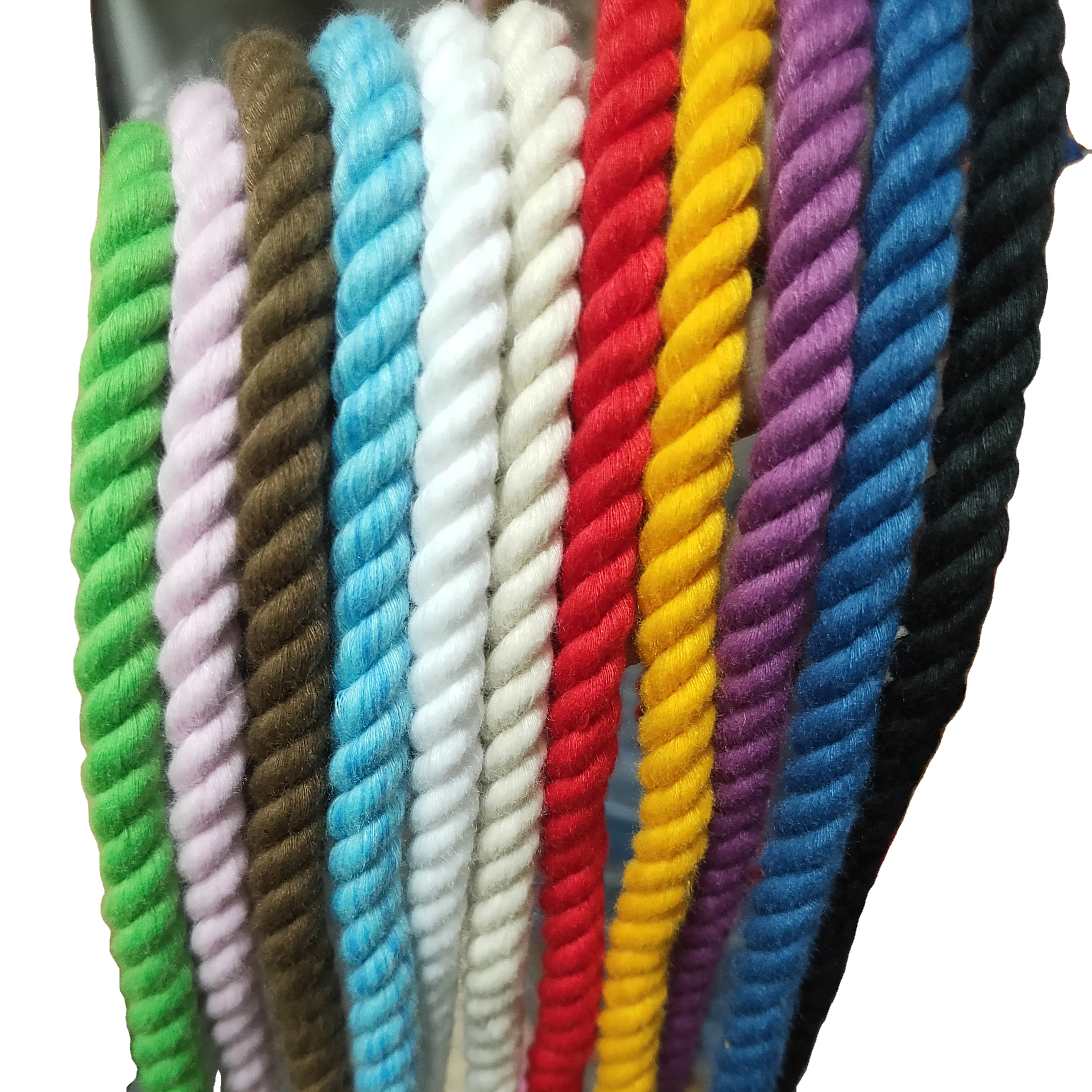 Multifunction 3 strands twisted cotton rope shoelace rope 8mm/10mm twist decorative cotton rope