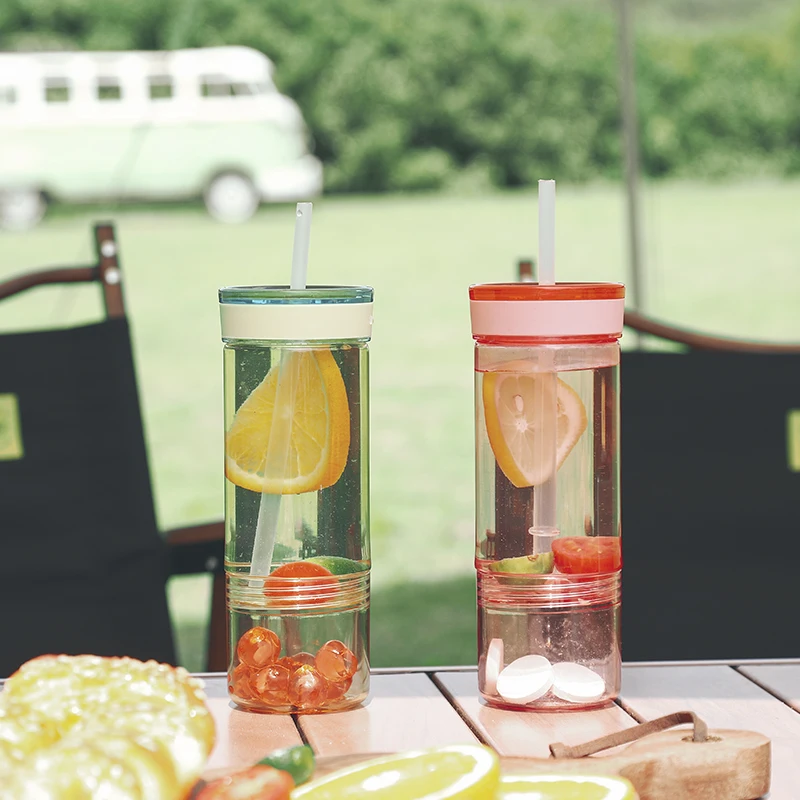 New design hot selling plastic bottle plastic drinking water bottle with straw divide plastic water bottle