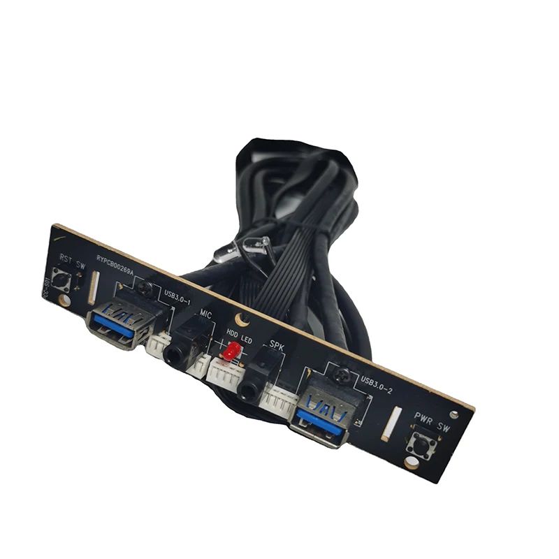 Computer Case Front Panel Mounted Cable Power Switch Dual USB 3.0 PCB Mainboard Circuit Board Audio Interface Wire