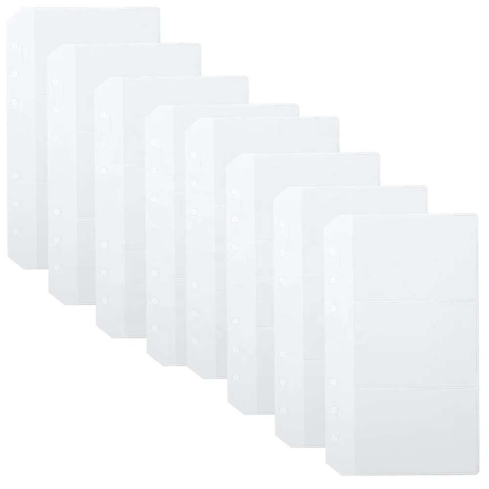FB TK  Hot Selling 8pcs Card Pockets A6 Size with 6 Holes for Binder Zipper Folders for 6-Ring Notebook Binder Loose Leaf Bags