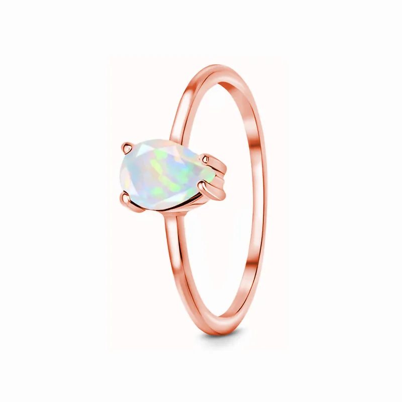 SKA Jewelry White Fire Opal Stone Rings 925 Wholesale Custom Natural s925 Sterling Silver Opal Ring For Women