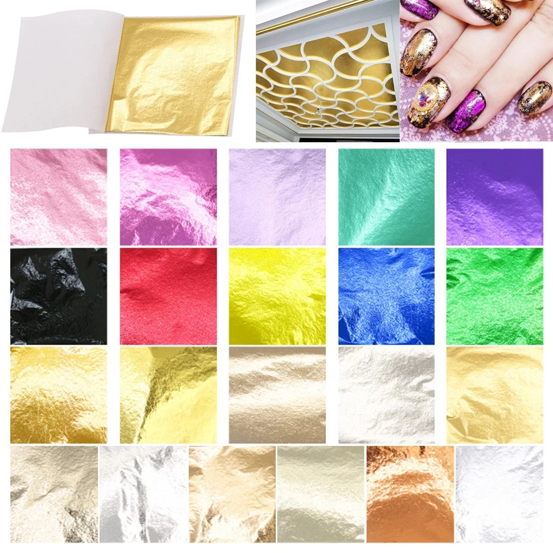 24k Real Gold Sheet Leaf for Decoration 24 Karat Gold Leaf for Moisturizing Skin Care Edible Gold Foil Sheets
