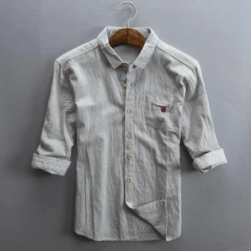 men long sleeve linen shirts casual