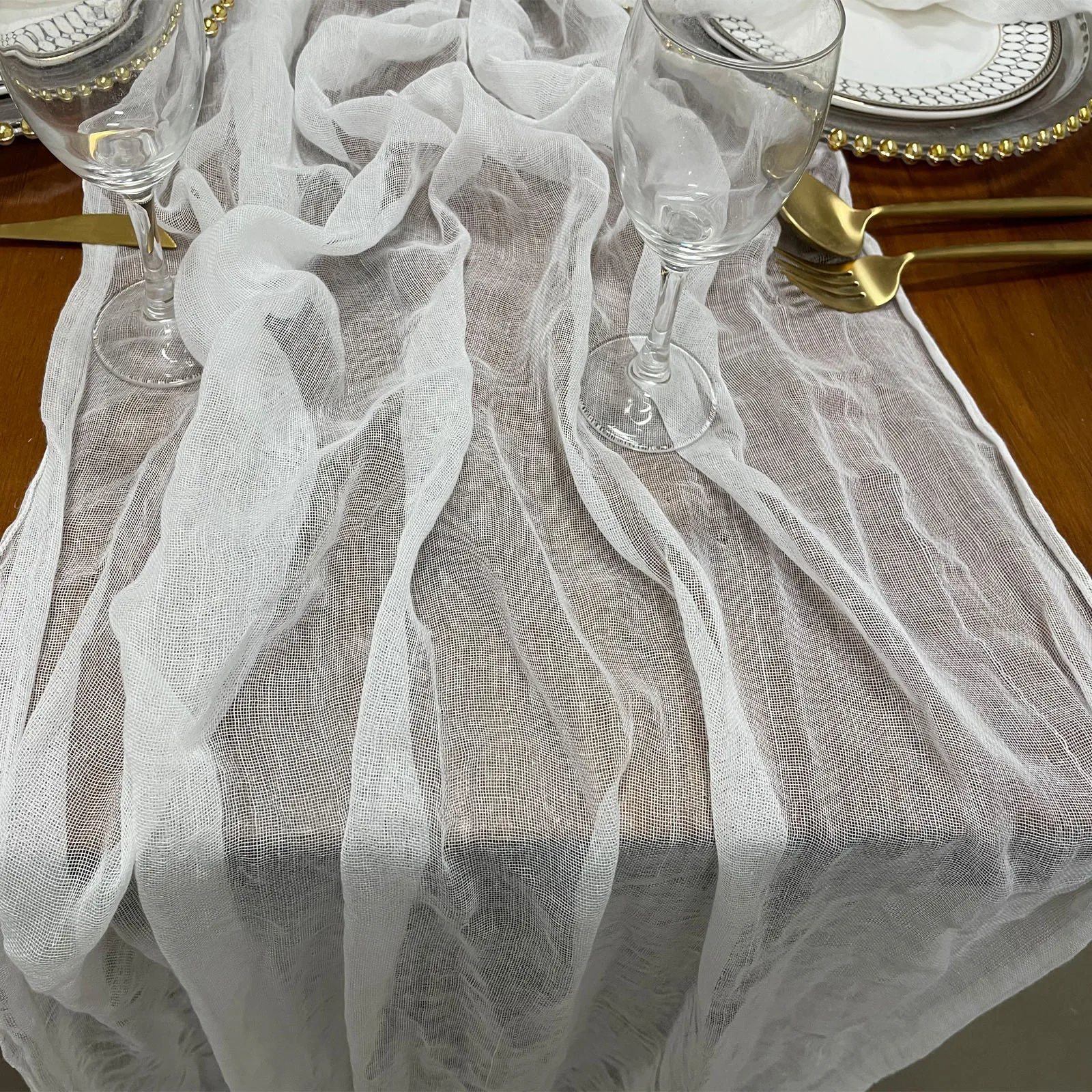 TR019 dining table runner with table runner organza cheesecloth table runner