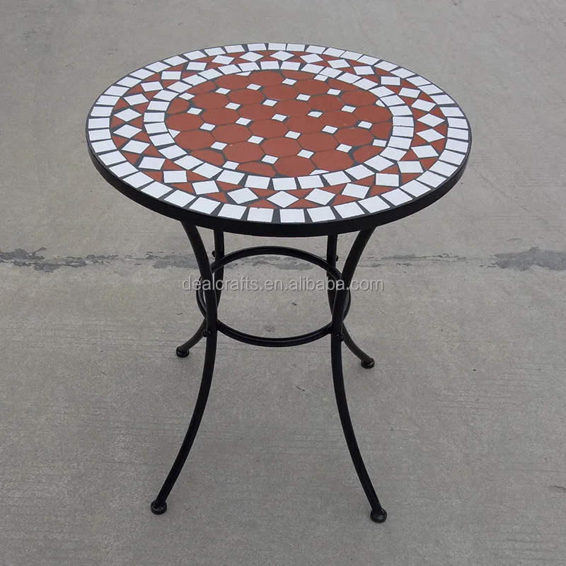 Mosaic garden table with 2 chairs outdoor furniture set decor terracotta pottery