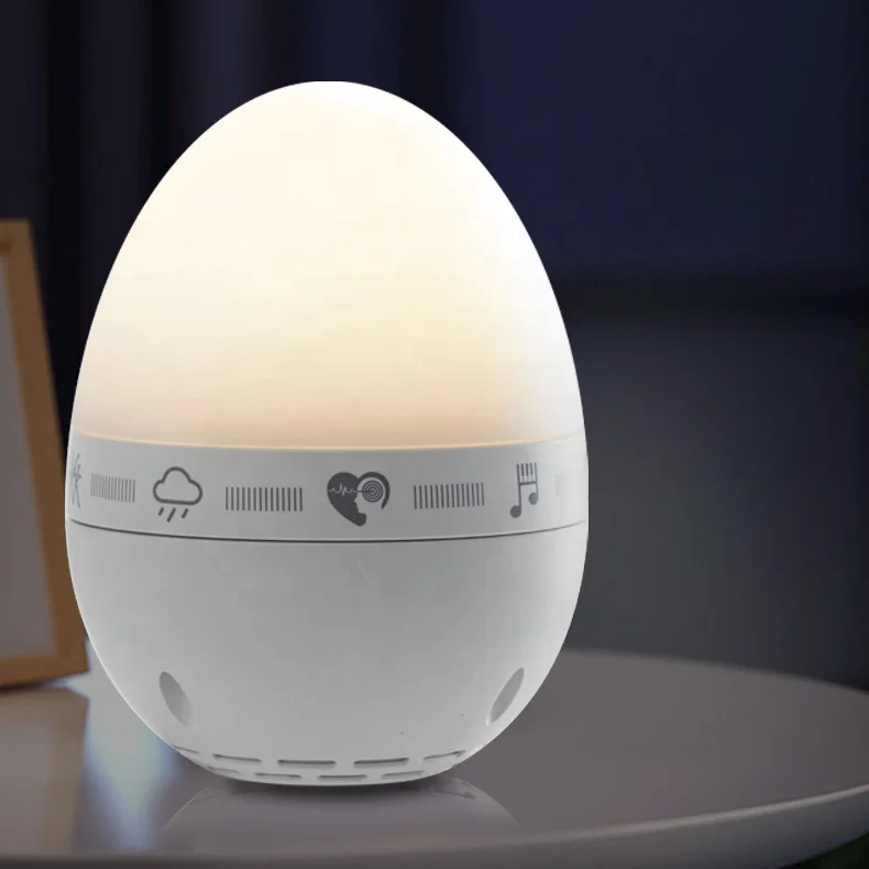 White Noise Timing Music Speaker Egg Night Light Touch Warm Light Mother and Baby Sleep Helpful Lamp with Cute Shape