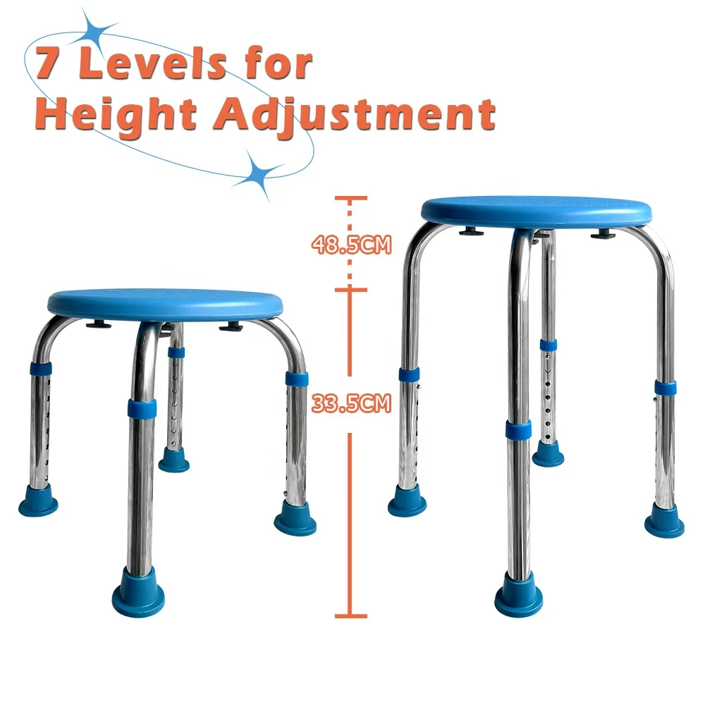 Stainless Steel Collapsible Round Elderly Bath Shower Chair for Senior